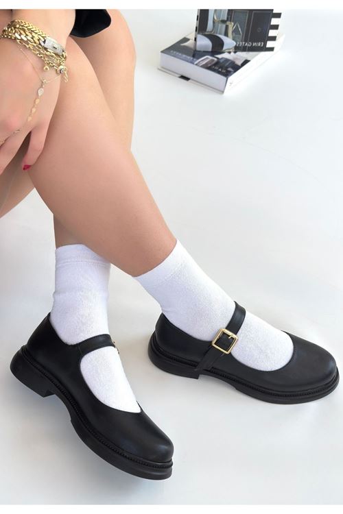 Yokox Siyah Cilt Oxford Ayakkabı