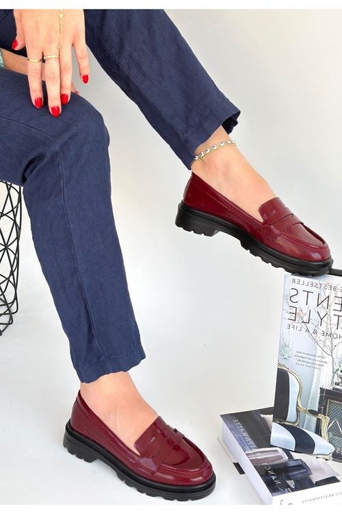 Narli Bordo Rugan Oxford Ayakkabı