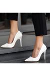 Hillar Beyaz Cilt Stiletto Ayakkabı